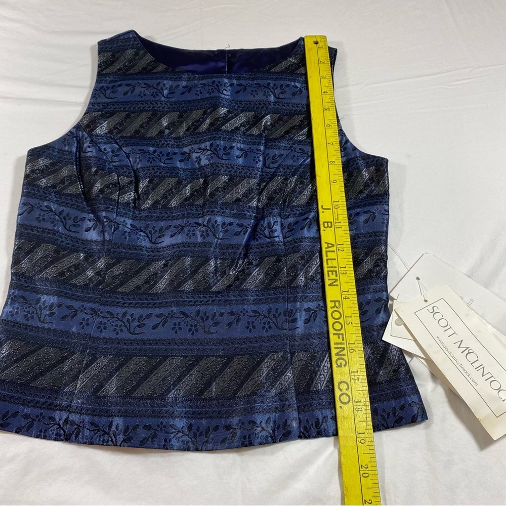 Scott McClintock Tank Top Woman’s 4 Tapestry Blouse Blue High Neck Button Down - Picture 5 of 12